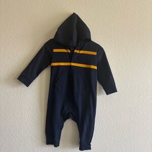Old Navy Striped Hooded Henley One Piece 6-12M